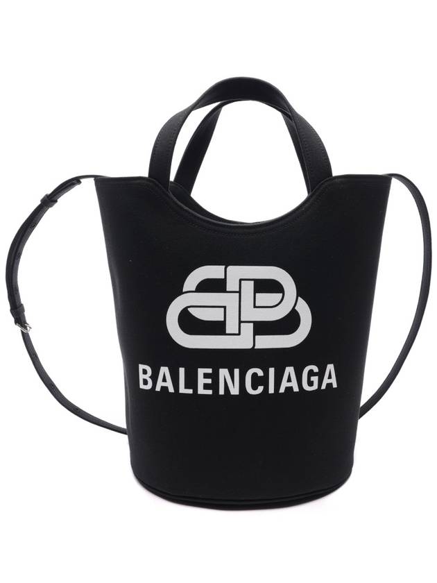 Luxury Balenciaga  Wave Logo Medium Tote Bag Black