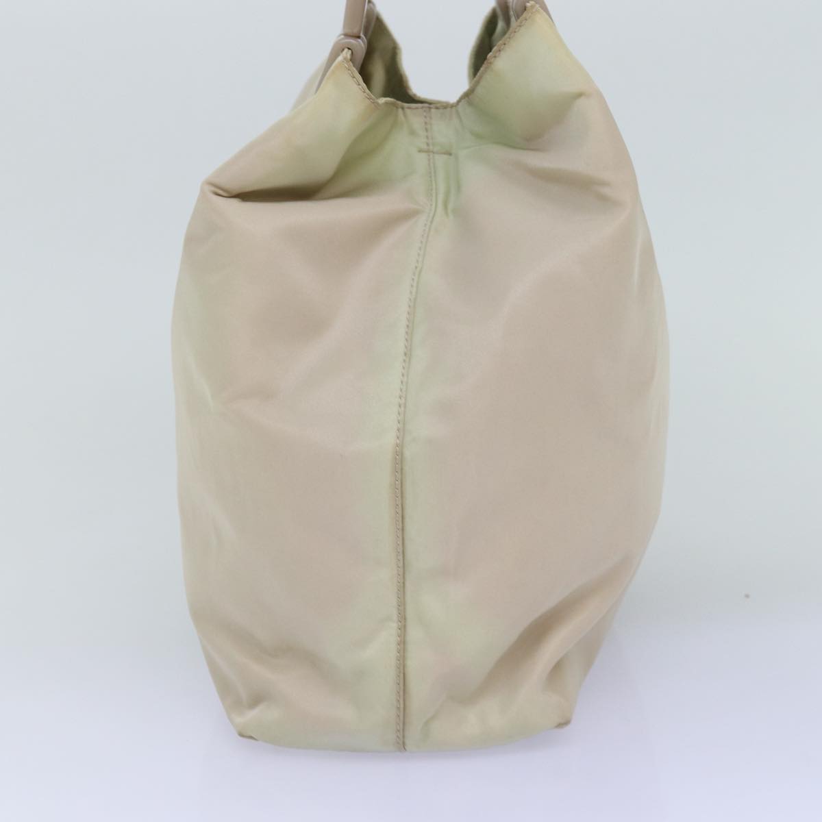 PRADA Tote Bag Nylon Beige Auth 76005