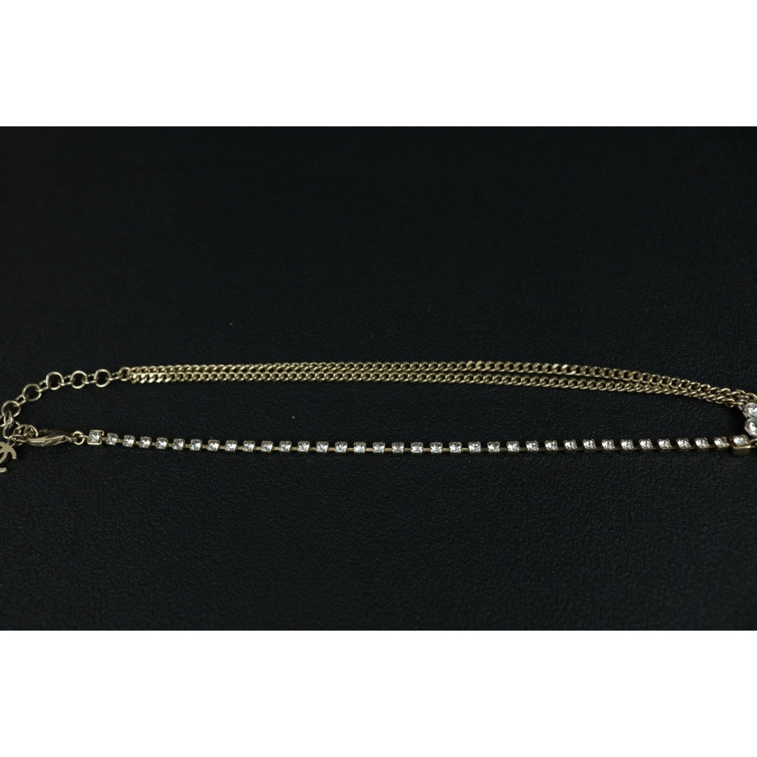 Excellent（Rank SA）｜ CHANEL Coco Mark Four leaf clover Rhinestone Necklace｜X25030108