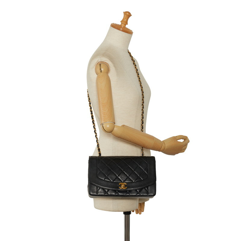 Chanel Matrases Cocomark Diana 25 Chain houlder Bag Black Leather  Chanel