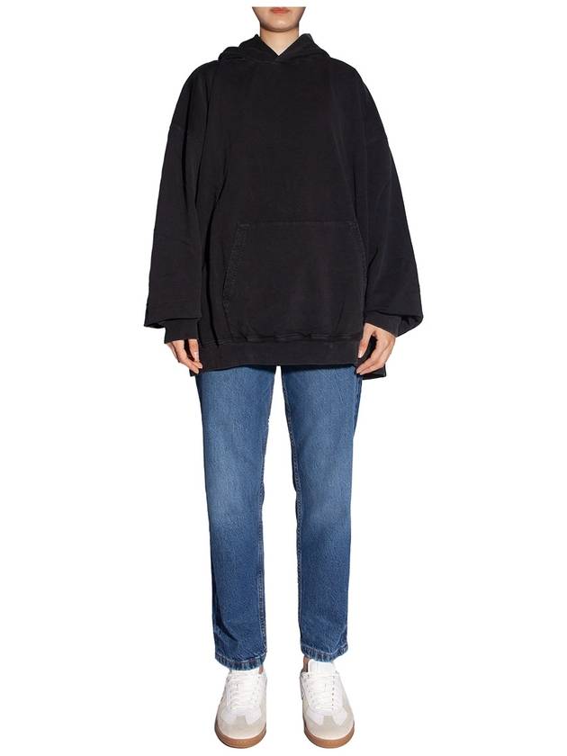 Luxury Balenciaga  Back Logo Hooded Top Black