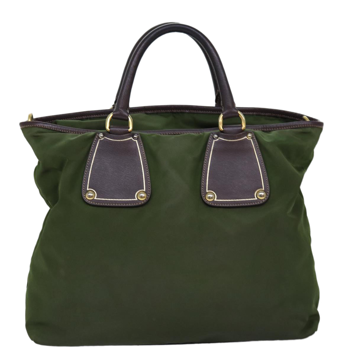 PRADA Hand Bag Nylon 2way Khaki Auth 76128