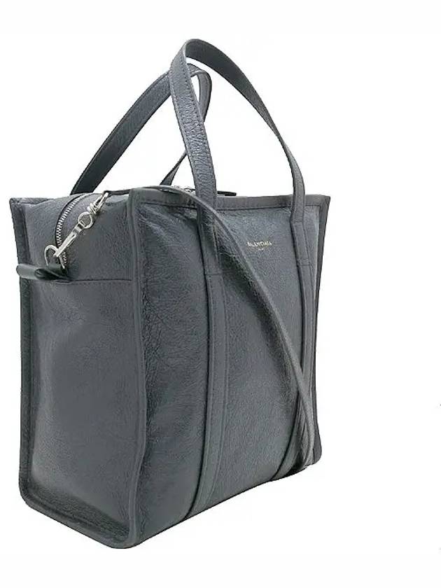 Luxury Balenciaga  513990 Gray color leather small bazaar shopper tote bag shoulder strap