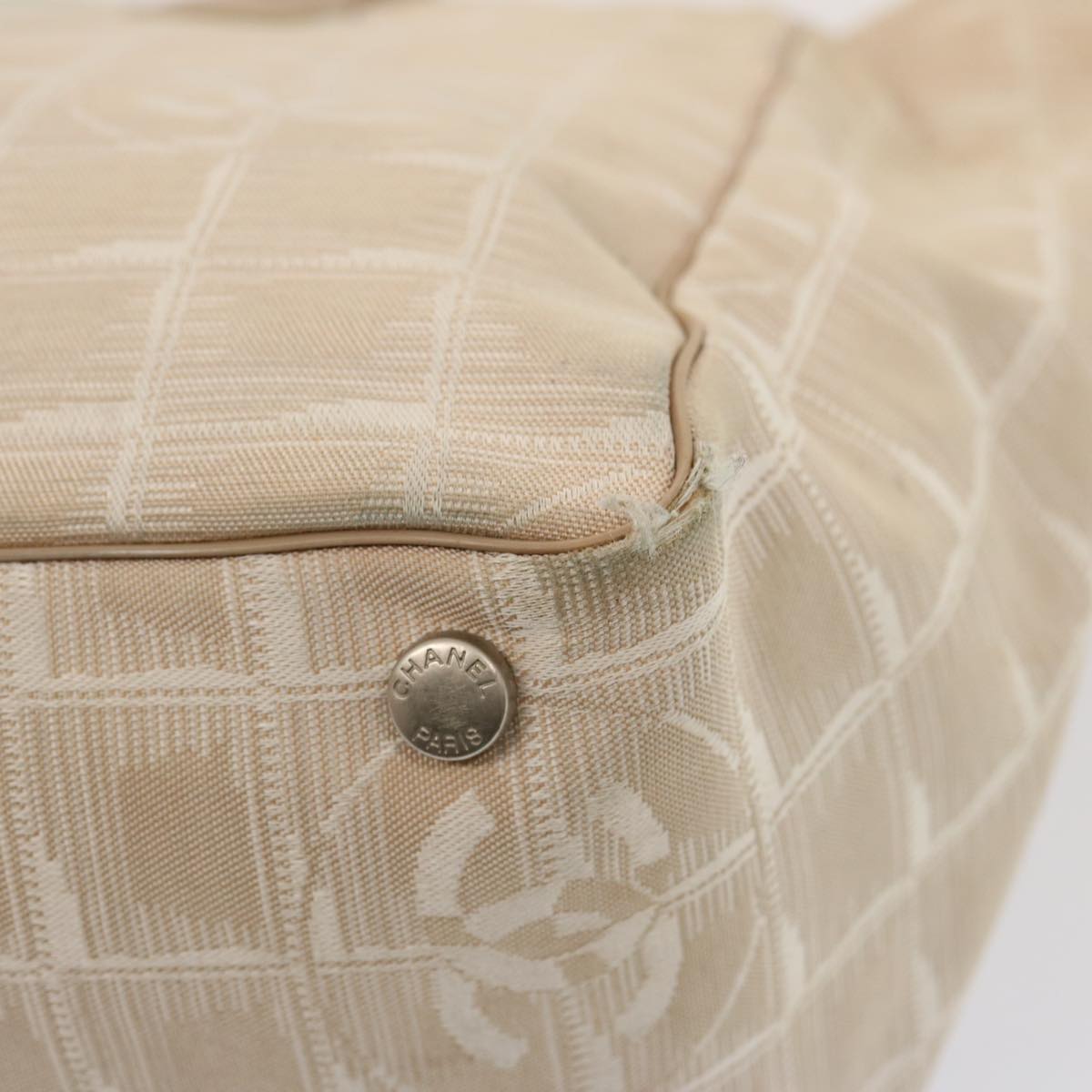 Top Quality Chanel New Travel Line Tote Bag Nylon Beige CC Auth 76174