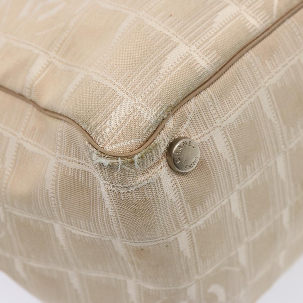 Top Quality Chanel New Travel Line Tote Bag Nylon Beige CC Auth 76174