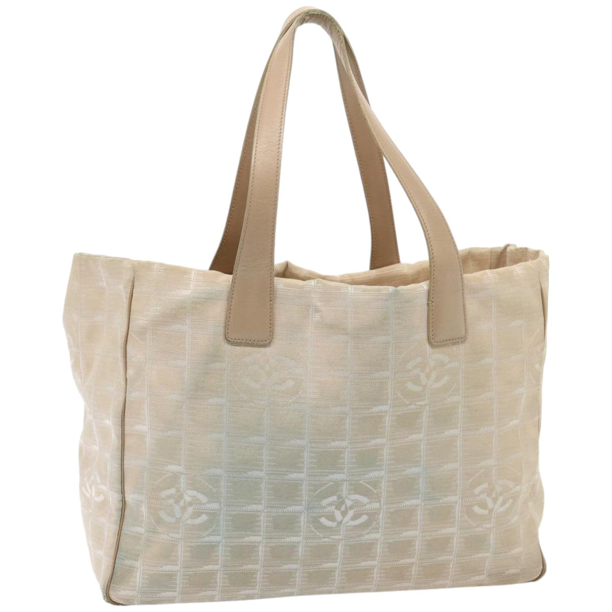 Top Quality Chanel New Travel Line Tote Bag Nylon Beige CC Auth 76174