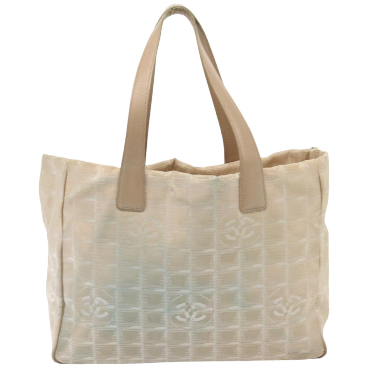 Top Quality Chanel New Travel Line Tote Bag Nylon Beige CC Auth 76174