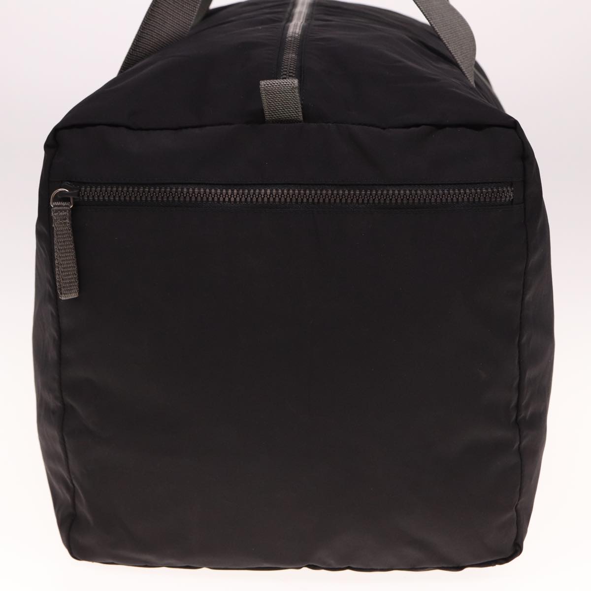 PRADA Boston Bag Nylon Black Gray Auth 76178