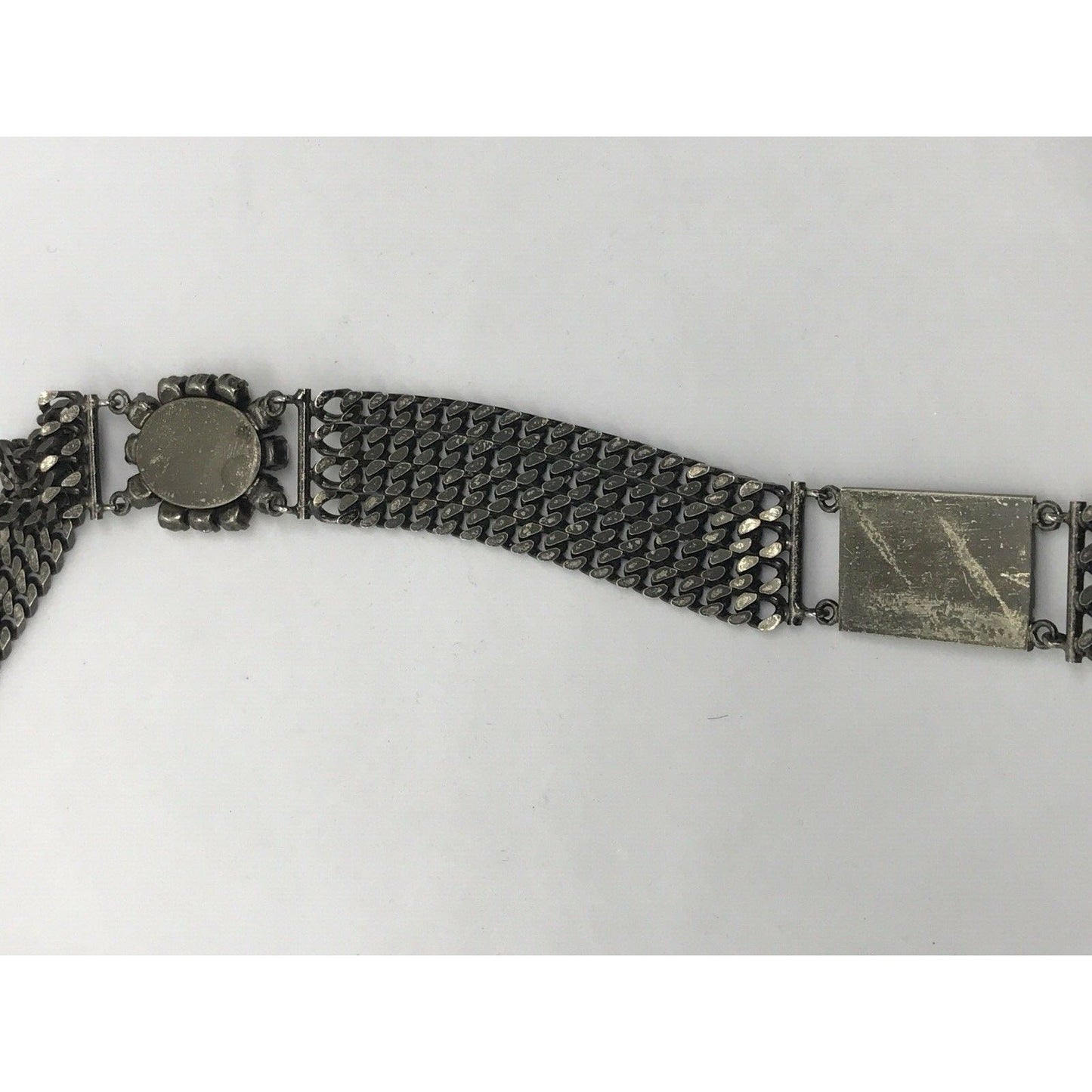 Vintage Gucci sterling silver chain belt with clear rhinestone crystals and a petite GG clasp/buckle