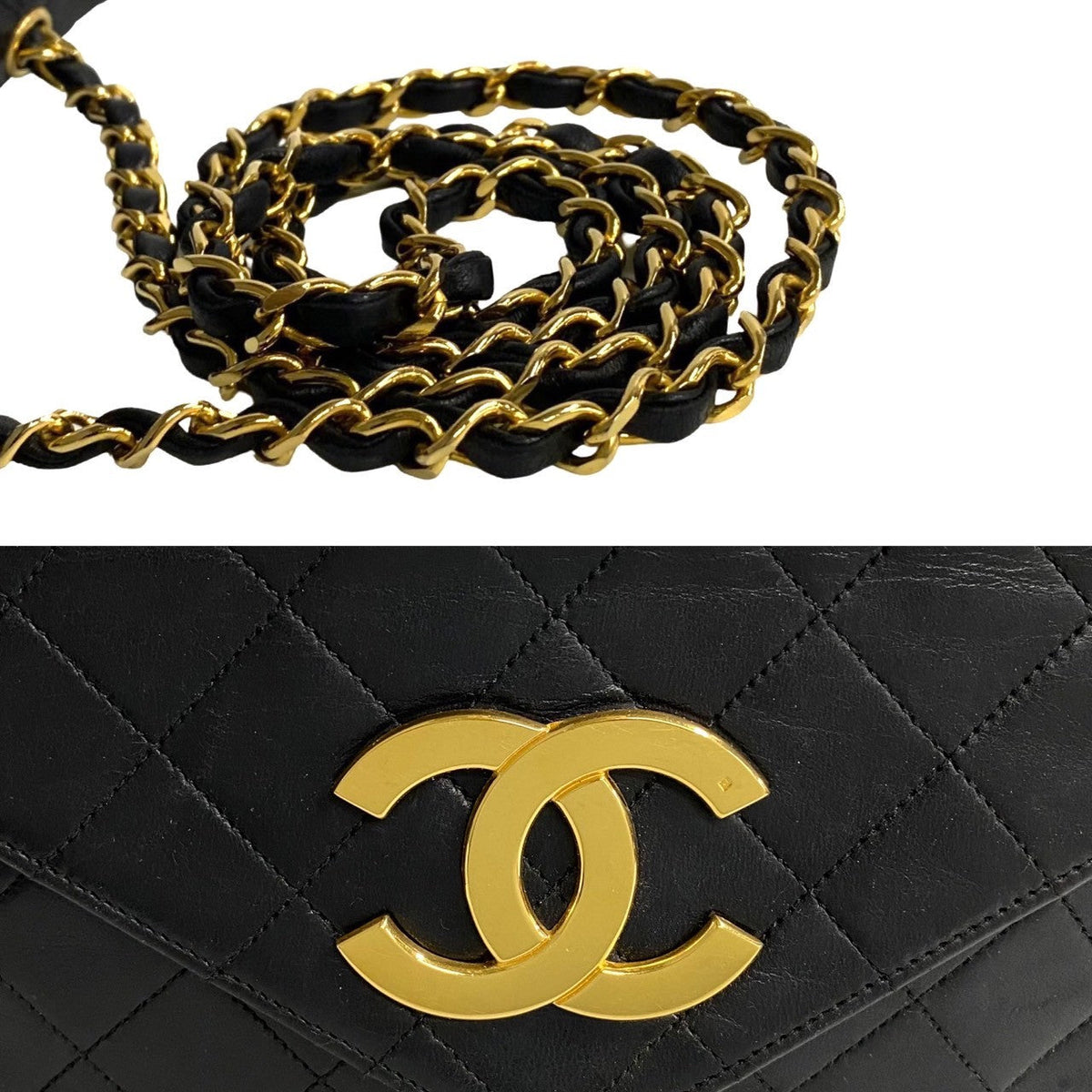 CHANEL Shoulder Bag leather black
