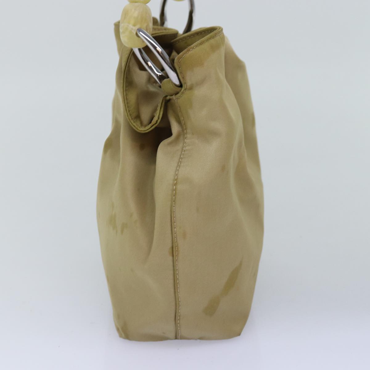 CHRISTIAN DIOR Maris Pearl Hand Bag Nylon Beige Auth 76363