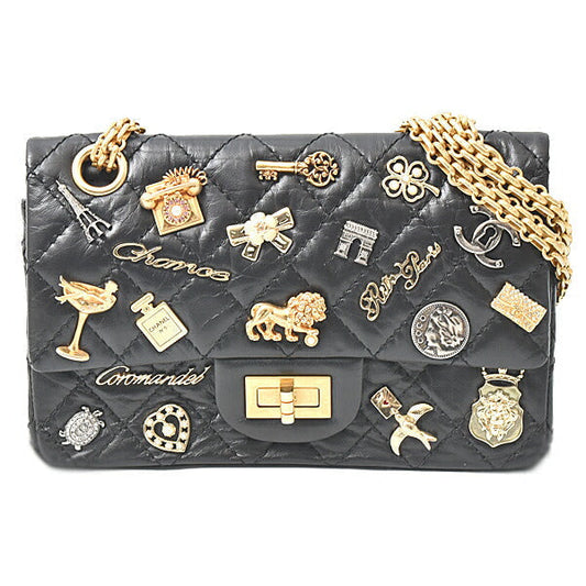 Chanel Leather Icon Charm Chain Shoulder Bag