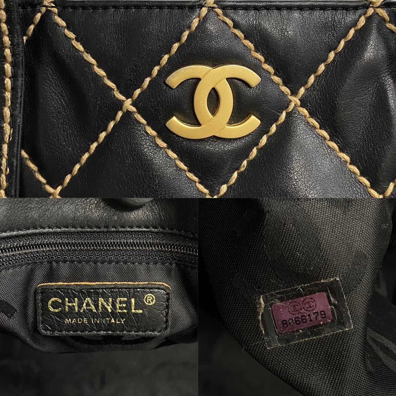 CHANEL Tote Bag leather black