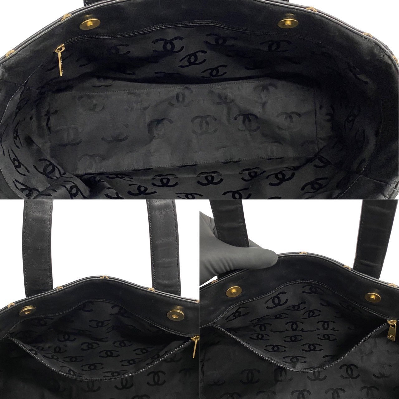 CHANEL Tote Bag leather black