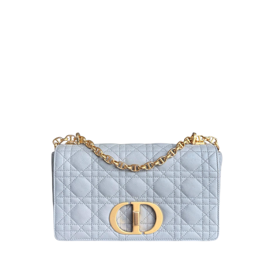Dior Caro Medium - Cannage Calfskin Grey Gray Gold Hardware