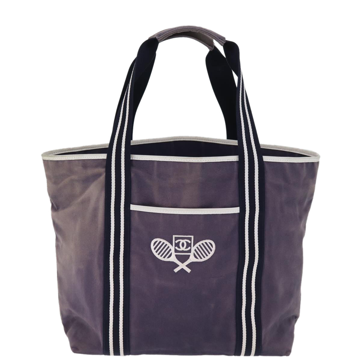 CHANEL Sports Line Tote Bag Canvas Purple CC Auth 76725