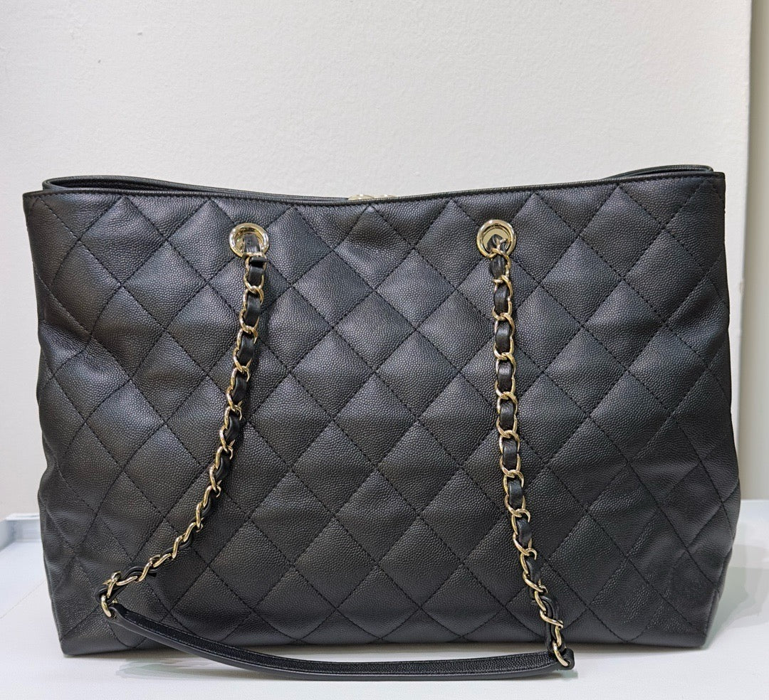 Chanel Medium Classic CC Shopping Tote Quilted Calfskin