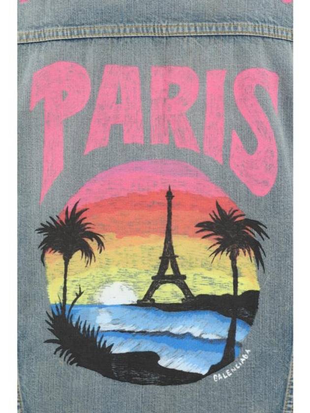Luxury Balenciaga  Paris Tropical Denim Jacket Blue