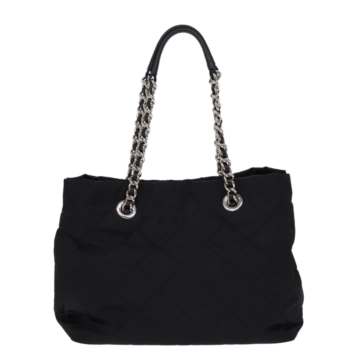 PRADA Chain Shoulder Bag Nylon 2way Black Auth 76803