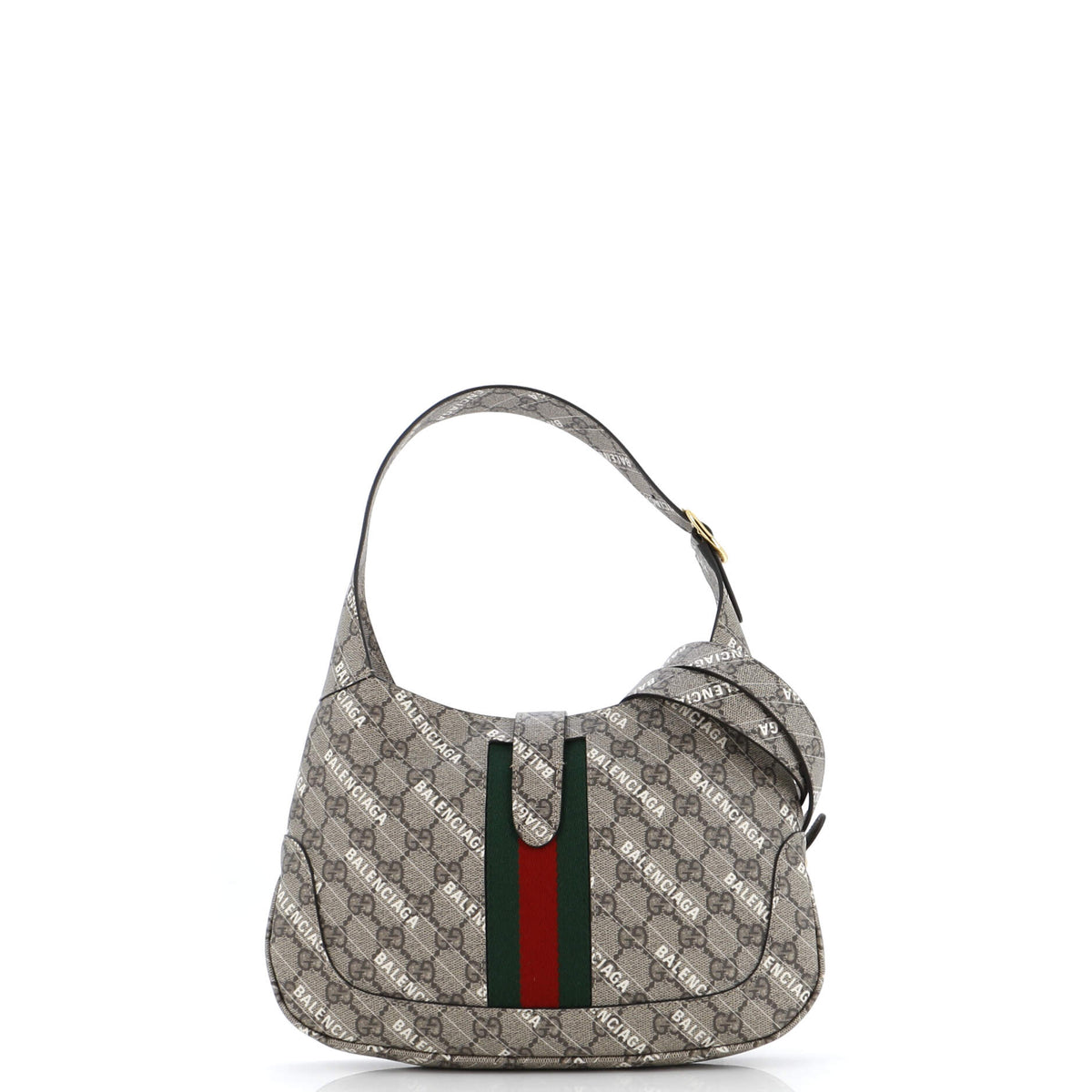 x Luxury Balenciaga  The Hacker Project Jackie 1961 Hobo GG Coated Canvas Small