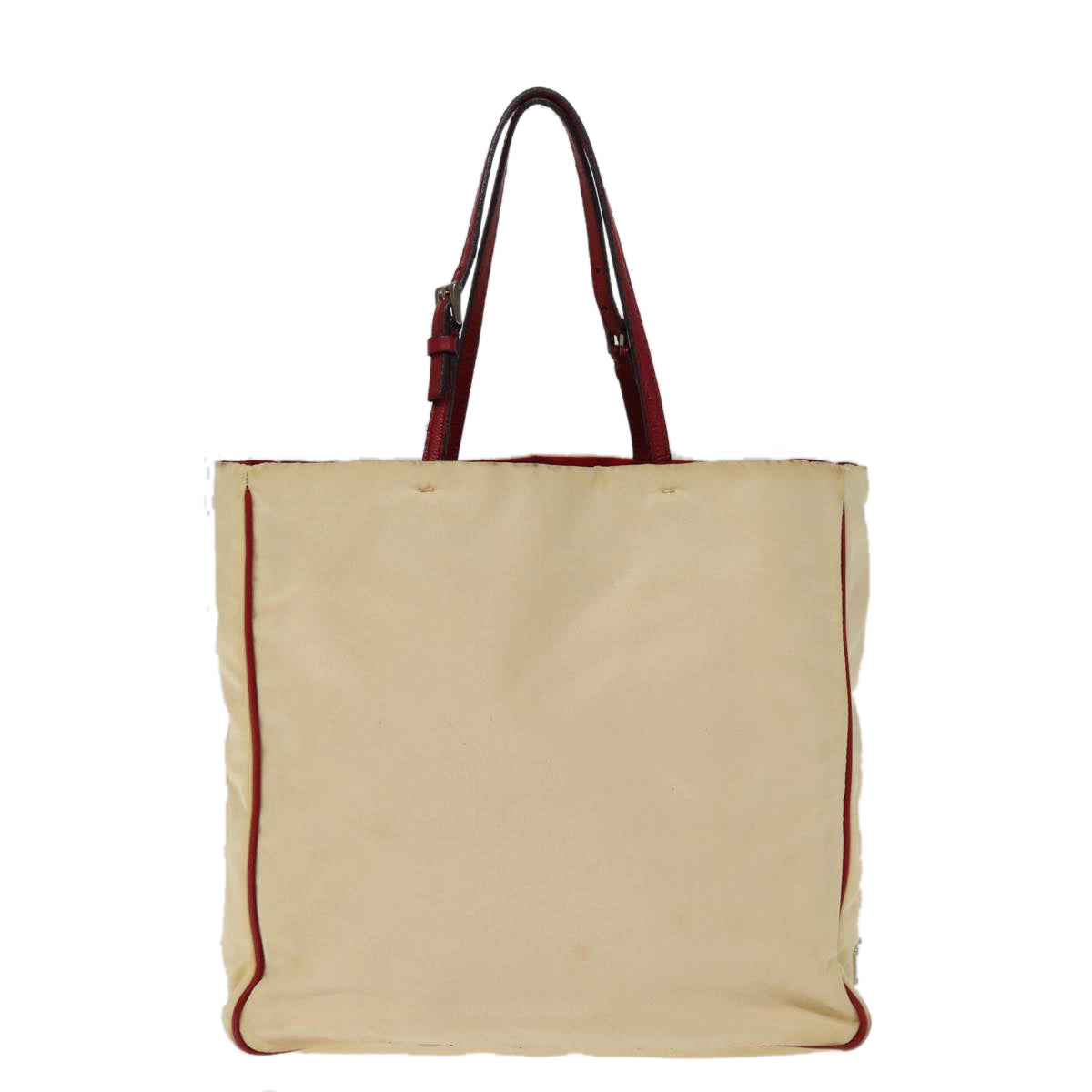 PRADA Tote Bag Nylon Beige Auth 76973