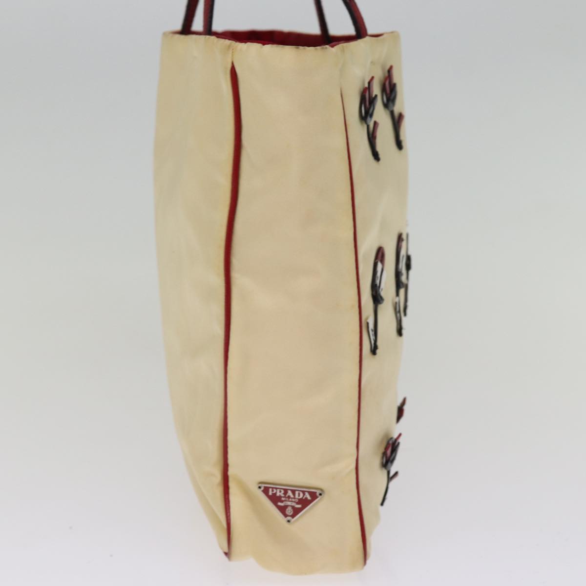 PRADA Tote Bag Nylon Beige Auth 76973