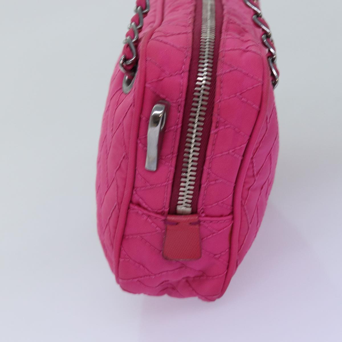 PRADA Chain Hand Bag Nylon Pink Auth 76979