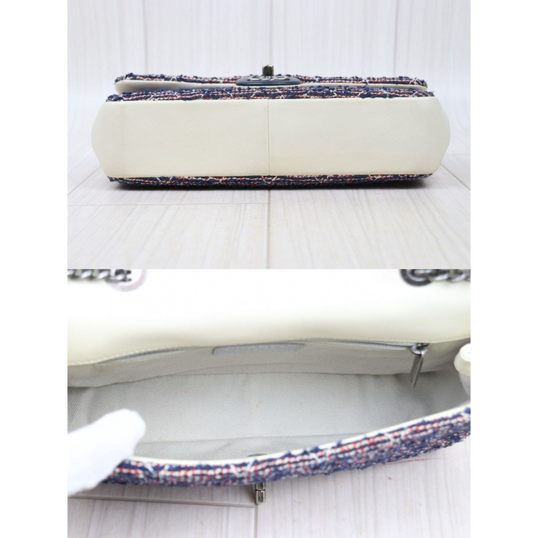 Very Good ( Rank A)｜ CHANEL Canvas Lamb Leather Weave Single Flap 25 Shoulder Bag｜P24122005
