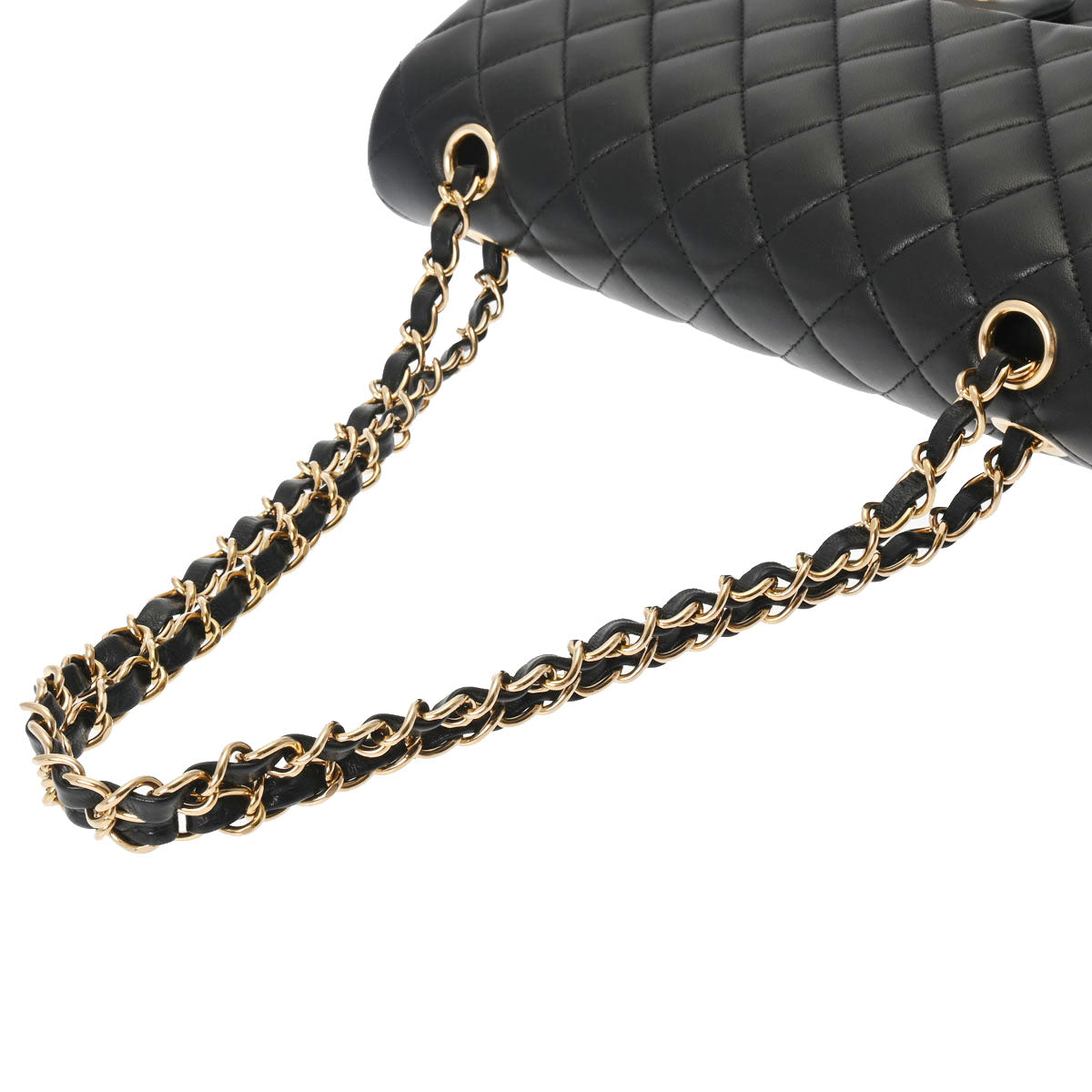 CHANEL Chanel Mattress W Flap Chain Shelter 25cm Black Gold Tools A01112 Lady Ramskin Shelter Bag Un