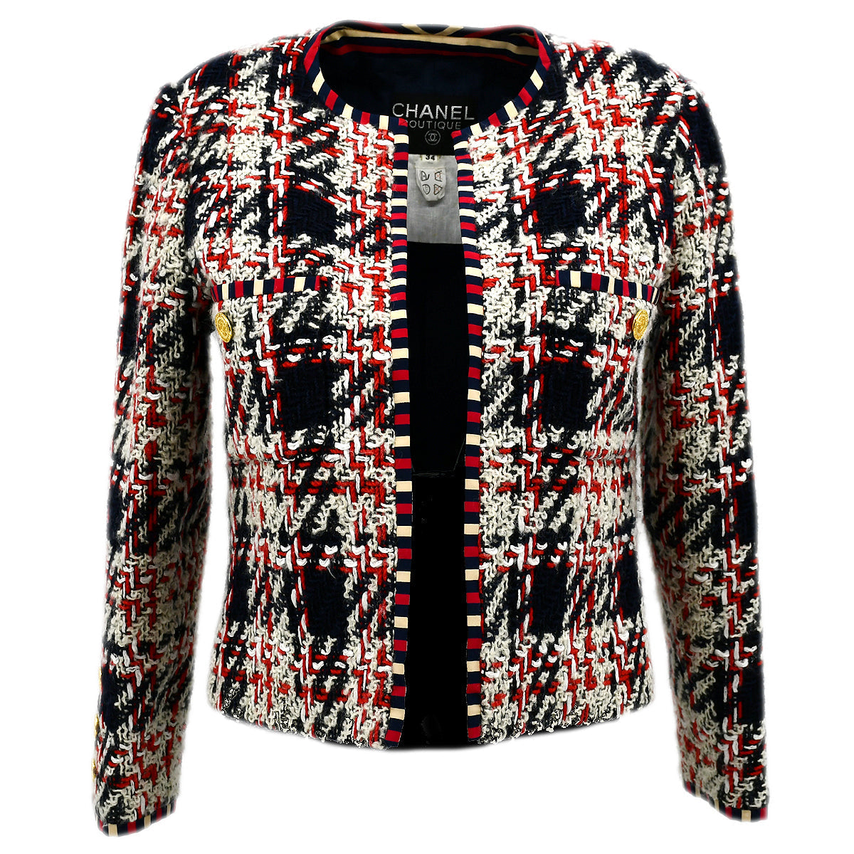 Chanel Collarless Jacket Red #38