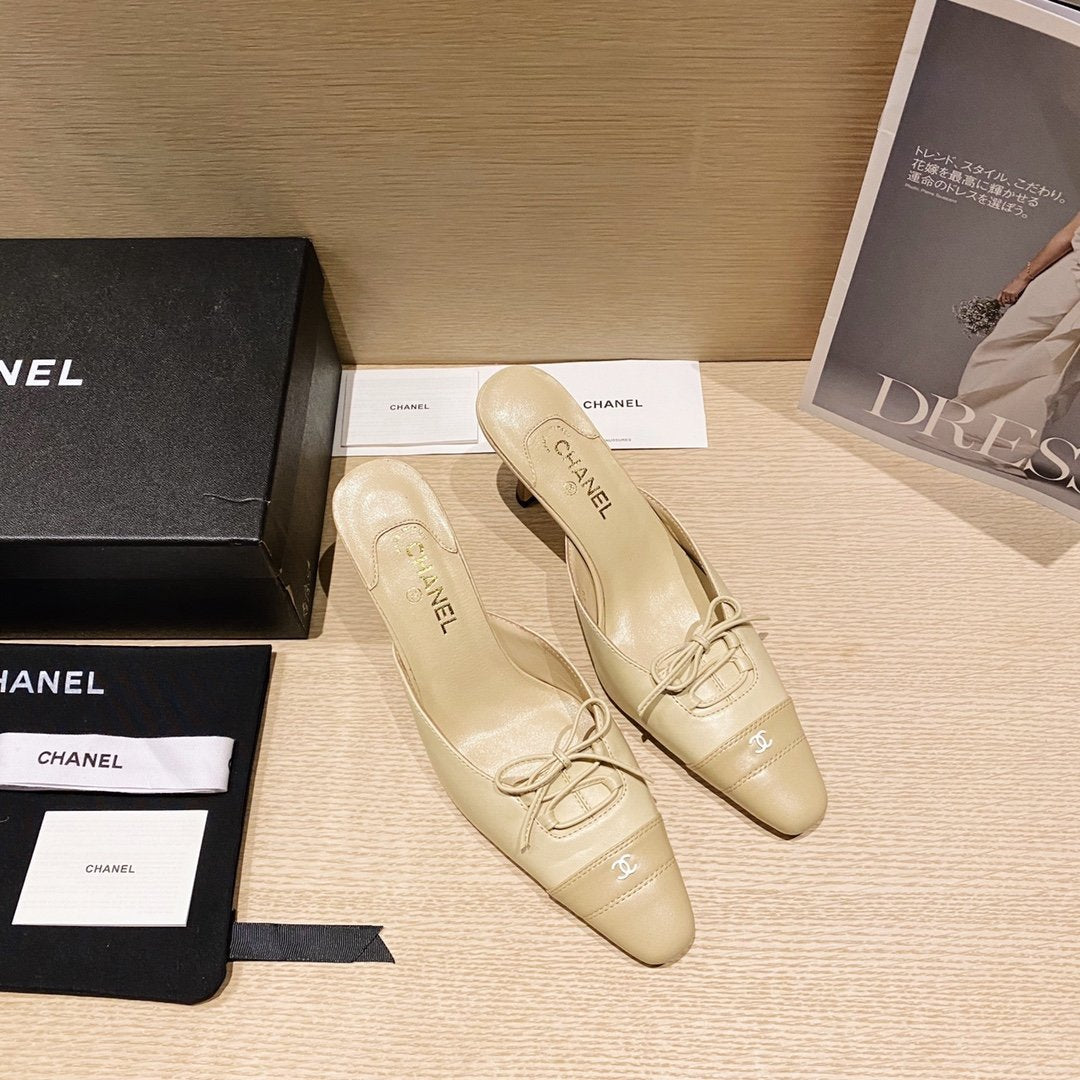 CHANEL CC LOGO MULES SHOES SLIDES 40 1/2