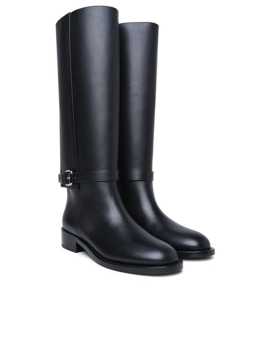 Burberry Black Leather Boots Woman