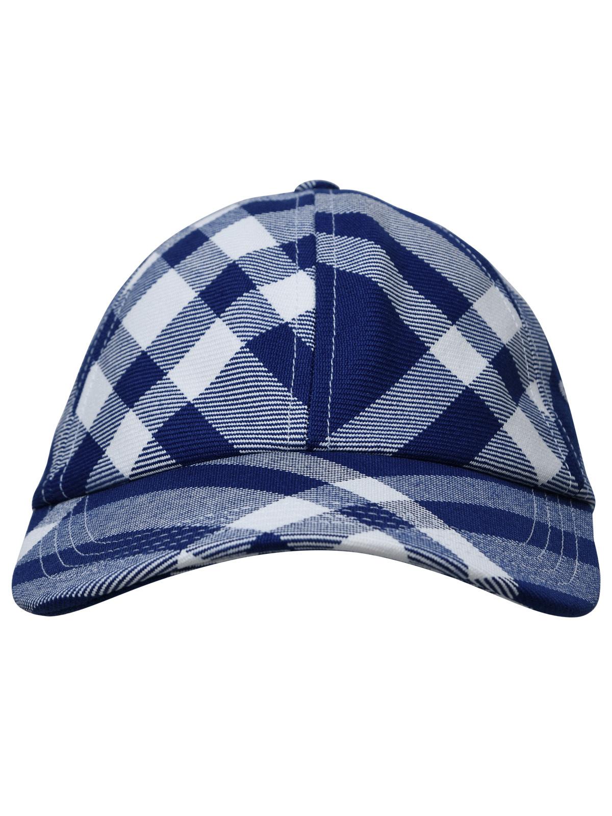 Burberry 'Check' Blue Wool Blend Hat Woman