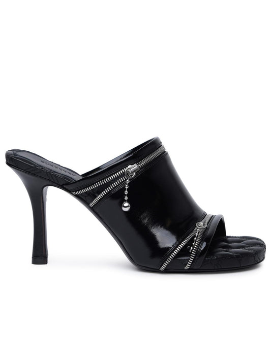Burberry 'Peep' Black Leather Sandals Woman