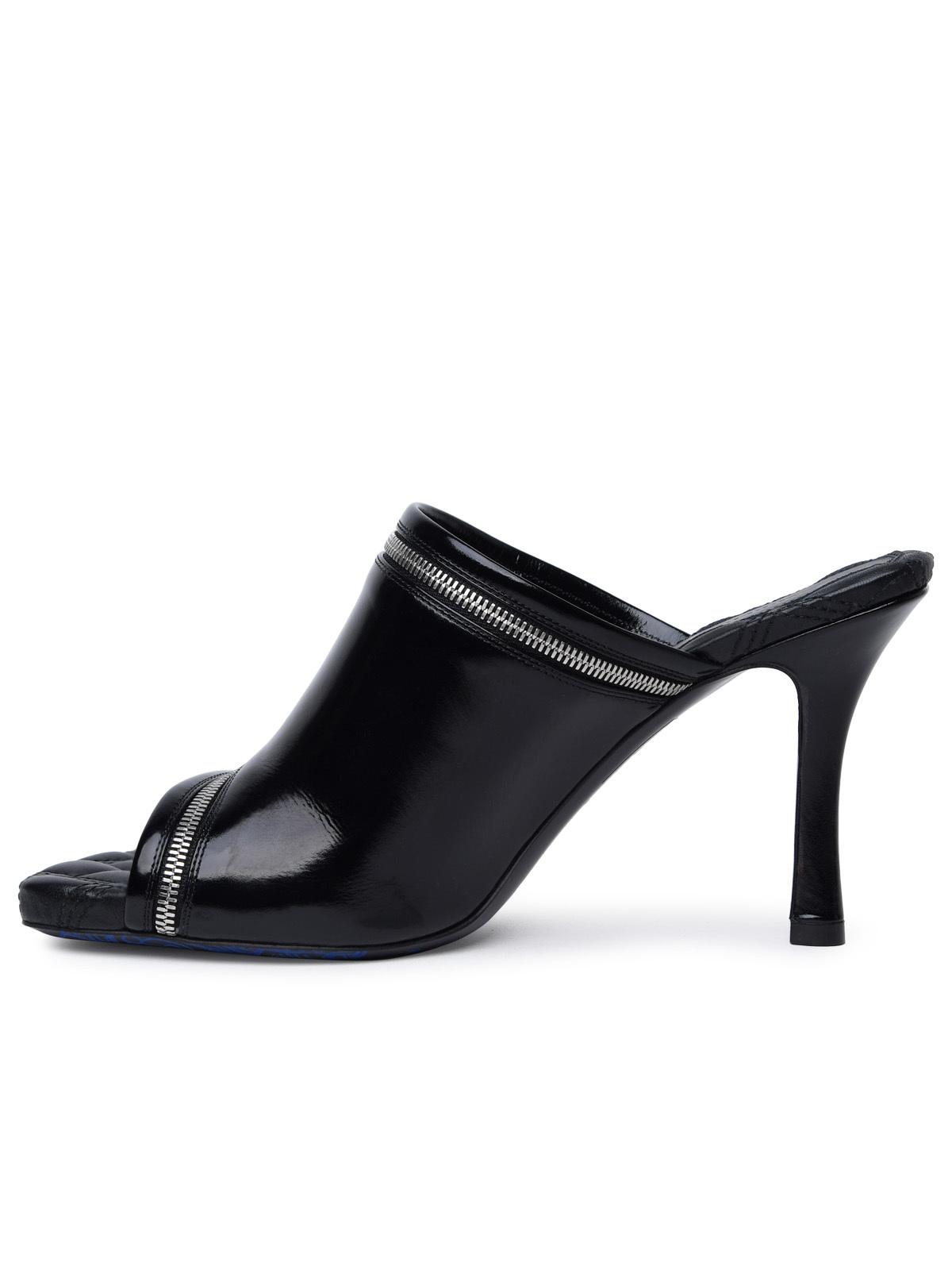 Burberry 'Peep' Black Leather Sandals Woman