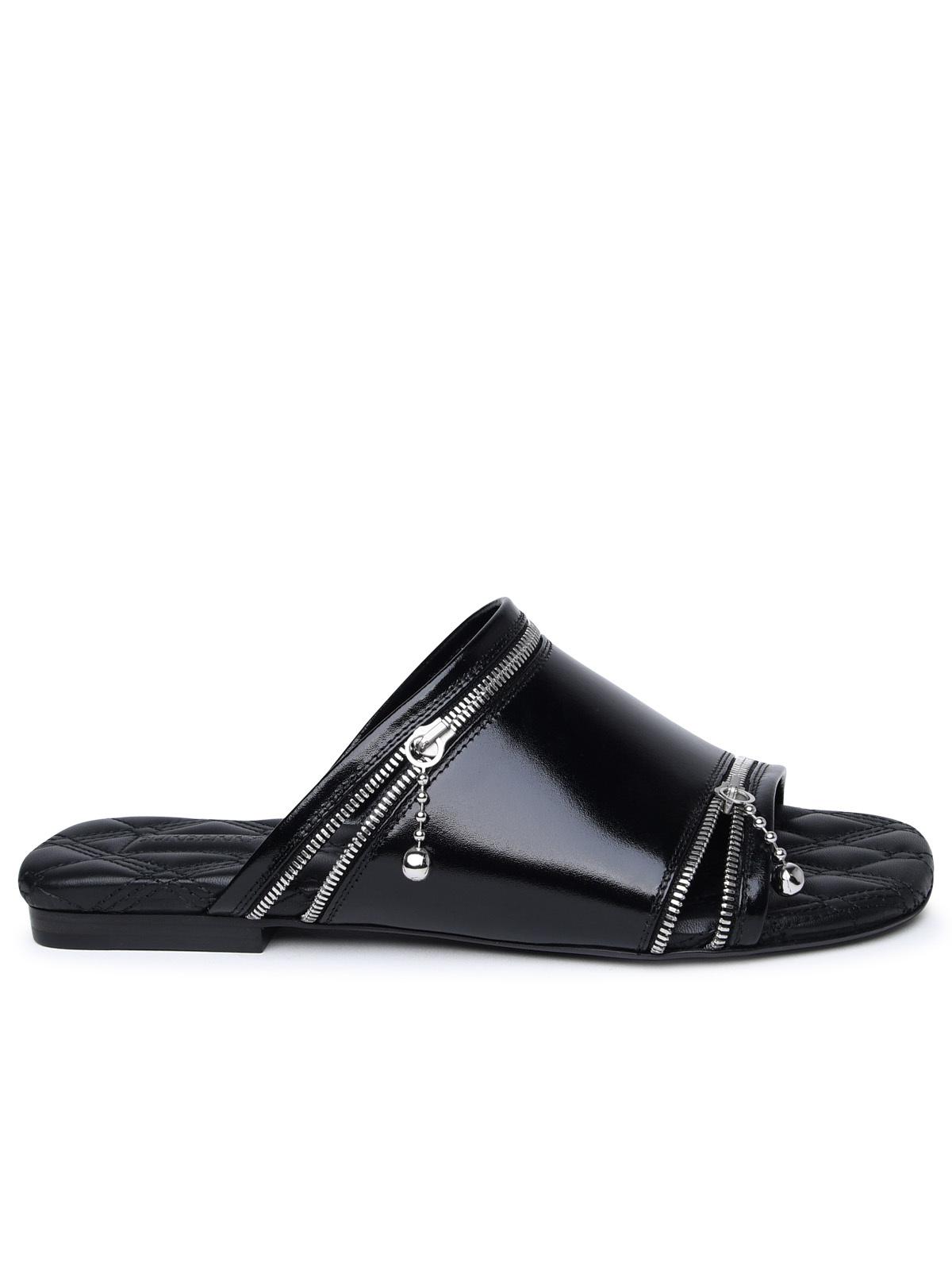 Burberry Black Leather Slippers Woman