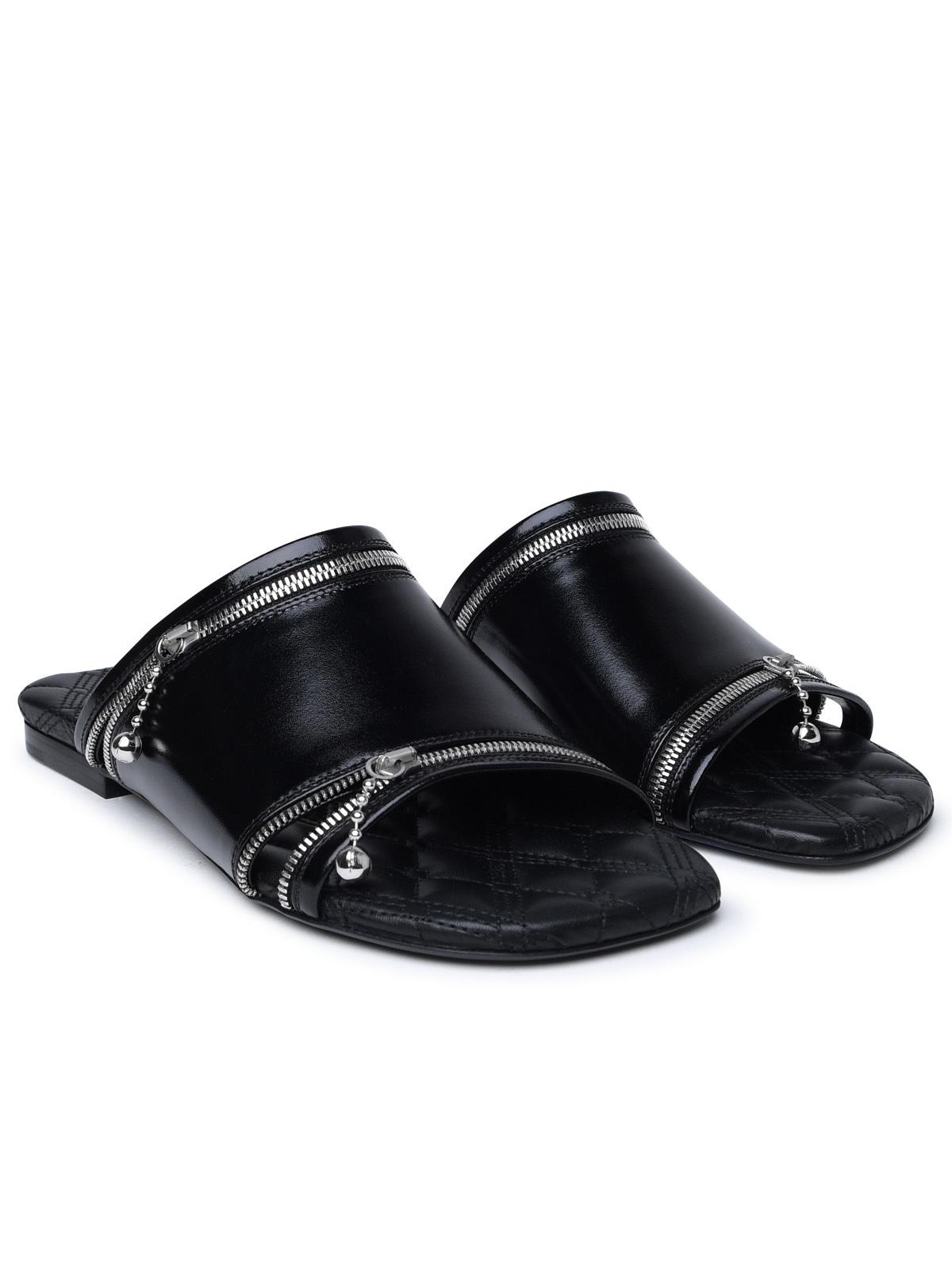 Burberry Black Leather Slippers Woman