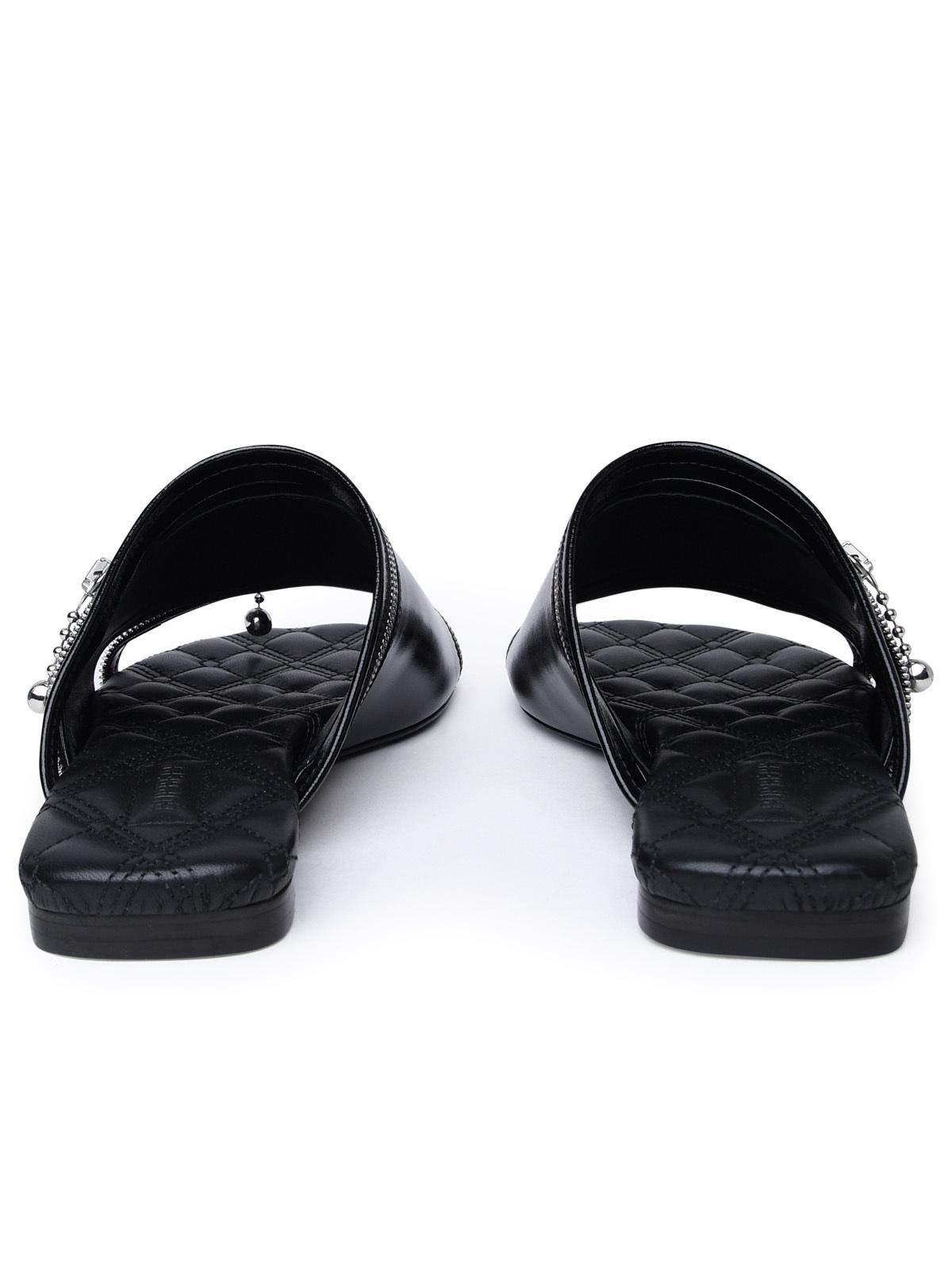 Burberry Black Leather Slippers Woman