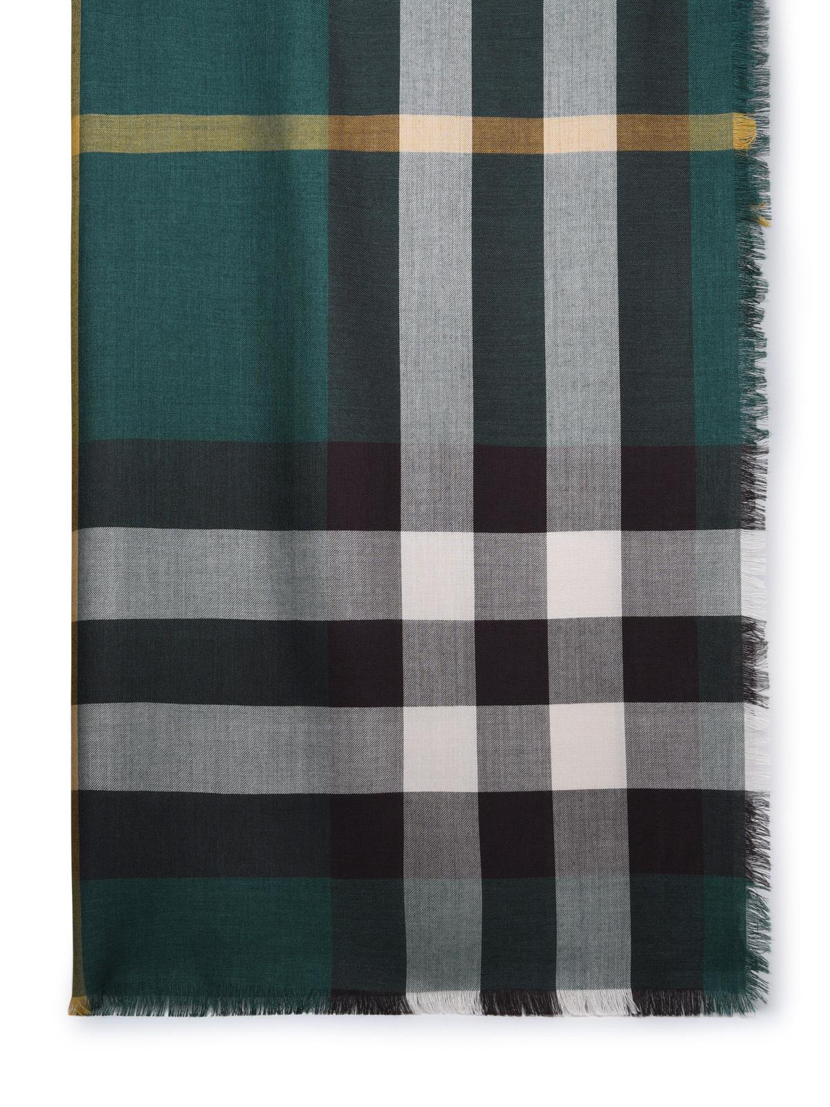 Burberry Green Cashmere Blend Scarf Man