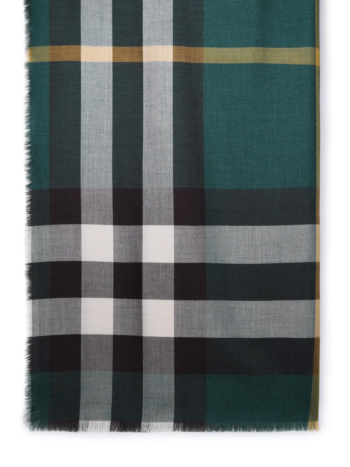 Burberry Green Cashmere Blend Scarf Man