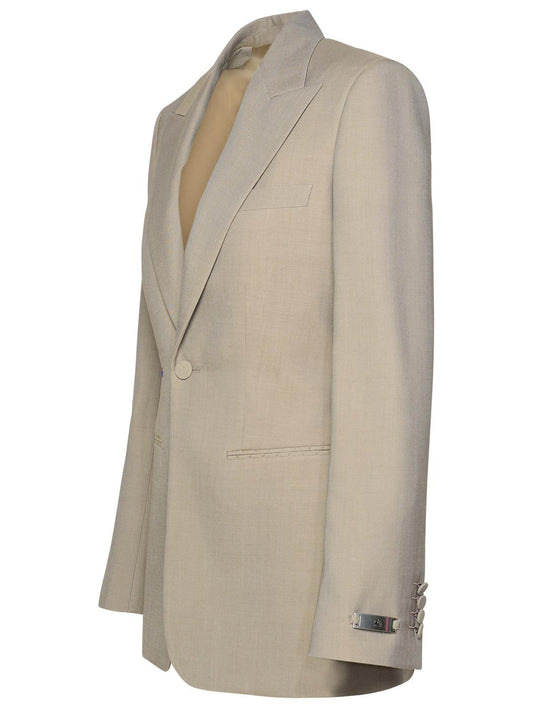 Burberry Beige Virgin Wool Blazer Woman