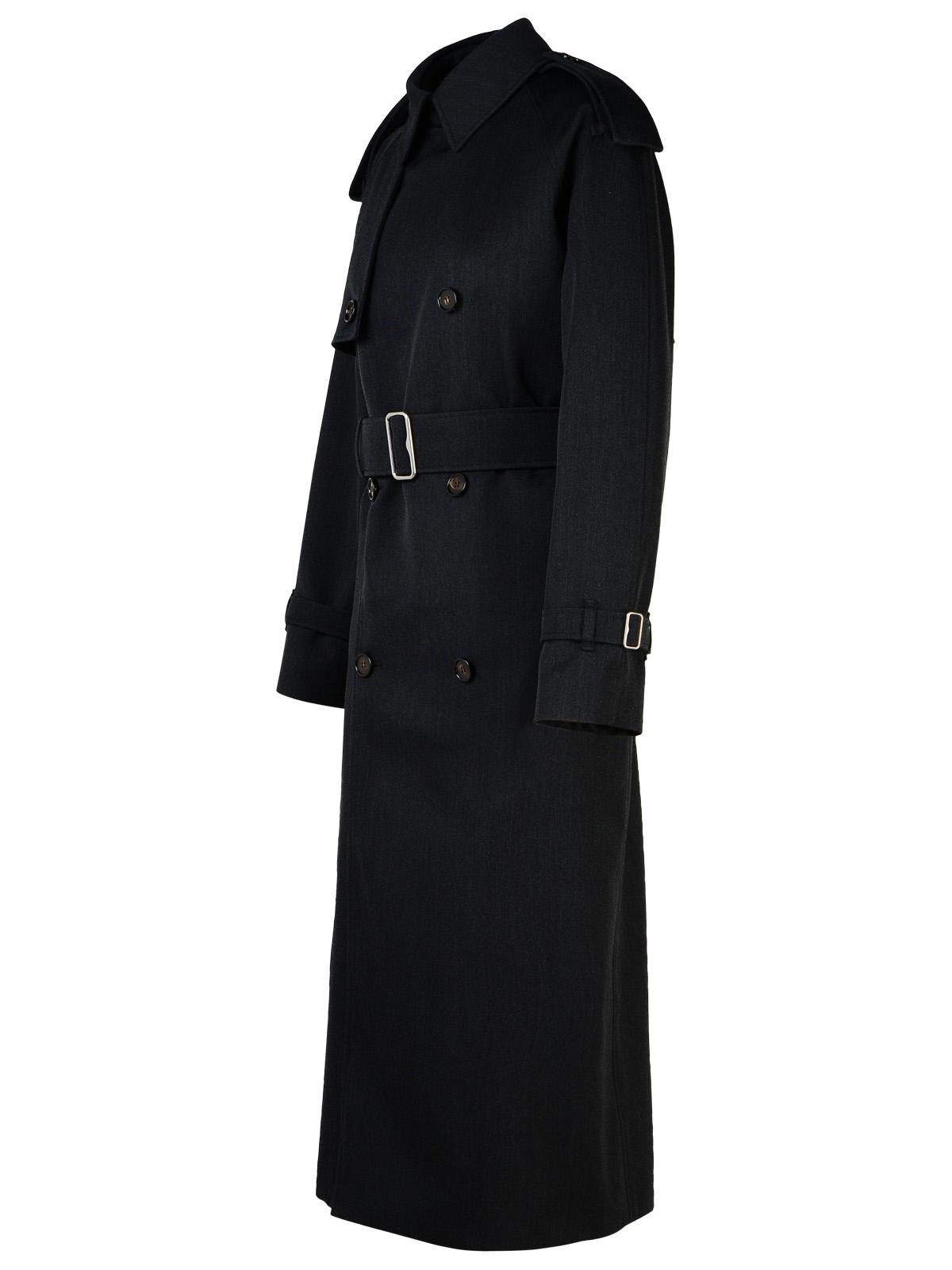 Burberry Grey Wool Long Trench Coat Woman