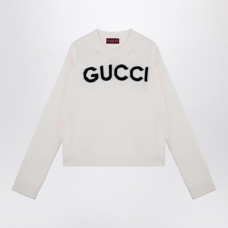 Gucci Ivory Jumper With Logo Inlay Women