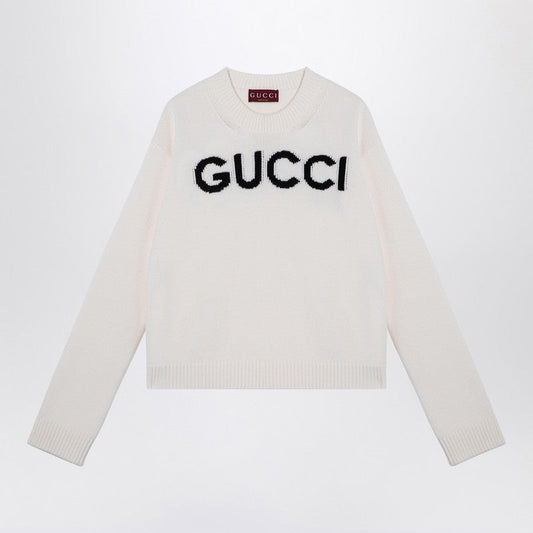 Gucci Ivory Jumper With Logo Inlay Women
