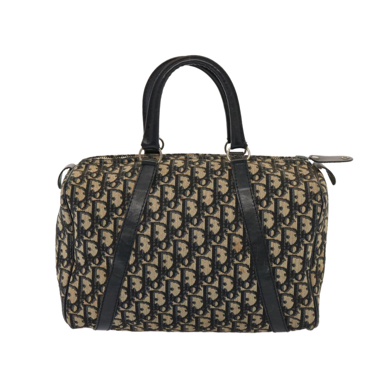 CHRISTIAN DIOR Trotter Canvas Boston Bag Navy Auth 77041