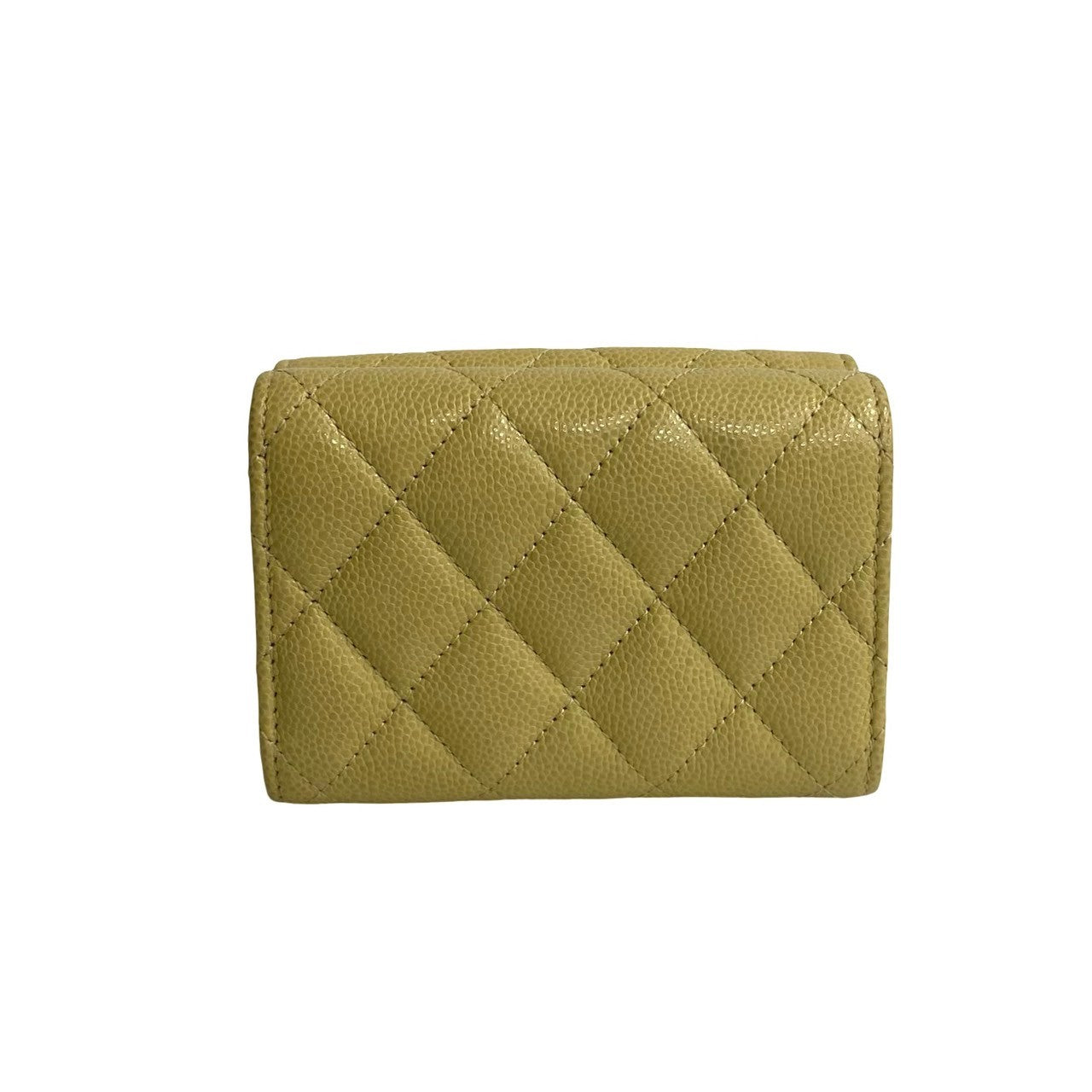 CHANEL Tri-fold wallet leather beige Caviar skin