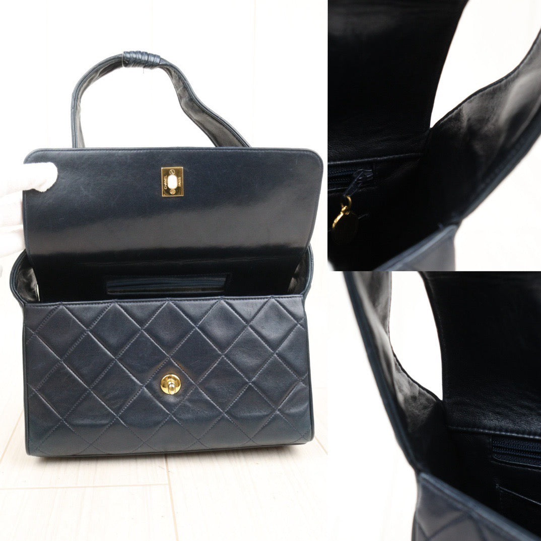 Good ( Rank AB)｜ CHANEL Matrasse Lamb Skin Shoulder Bag Navy ｜V24031225