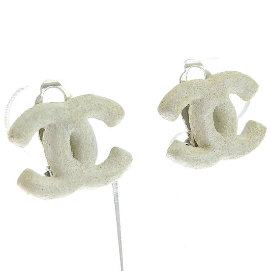 CHANEL Earring metallic White COCO Mark Women Used