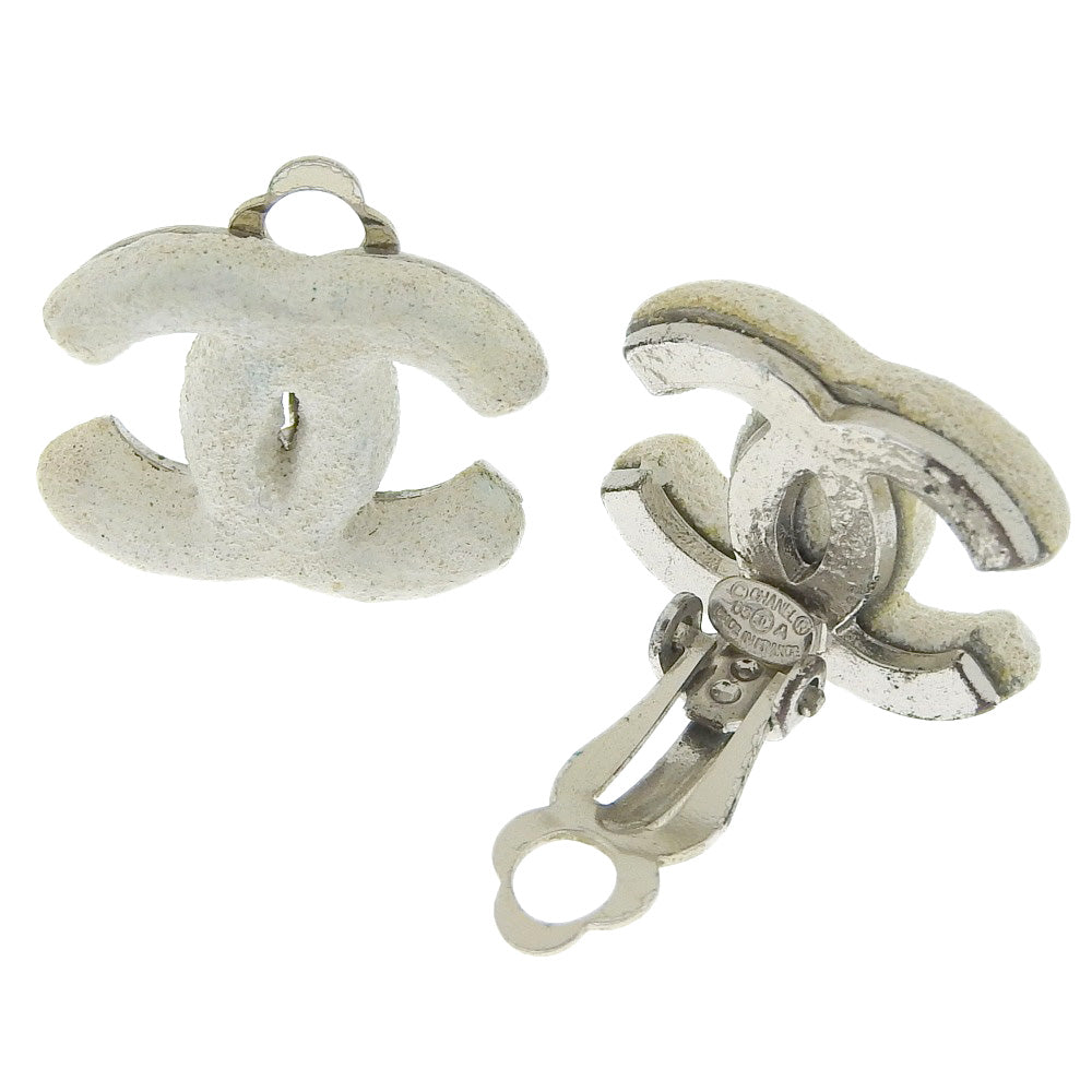 CHANEL Earring metallic White COCO Mark Women Used
