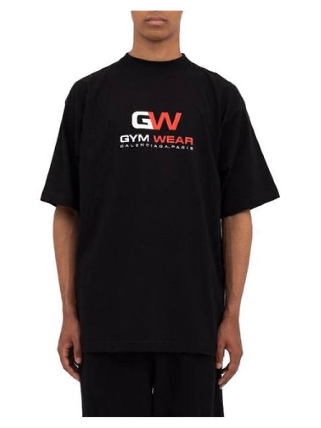 Luxury Balenciaga  Gym Wear Logo Print Short Sleeve T-Shirt Black